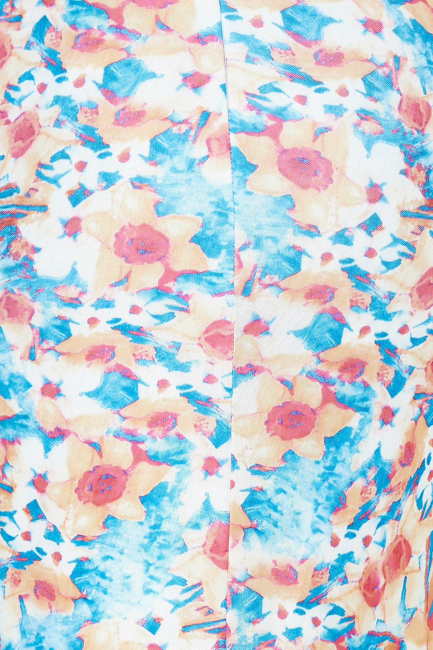 Expanding Ideas Mesh Maxi Dress Blue