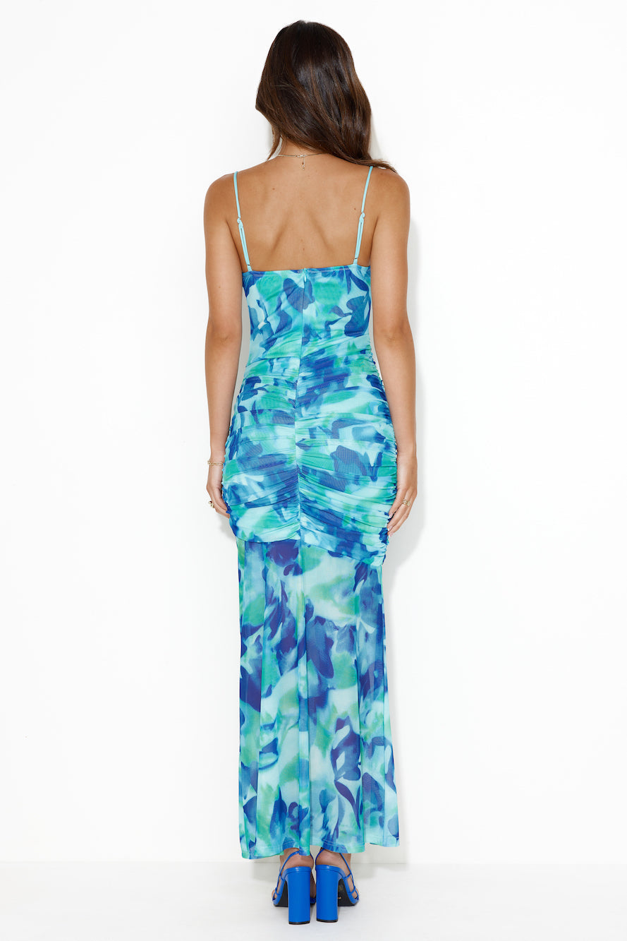 Along The Reef Mesh Midi Dress Green