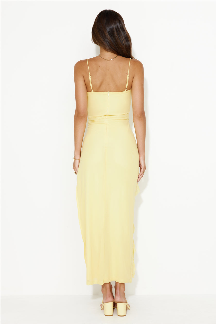 Gleaming Days Mesh Frill Maxi Dress Yellow