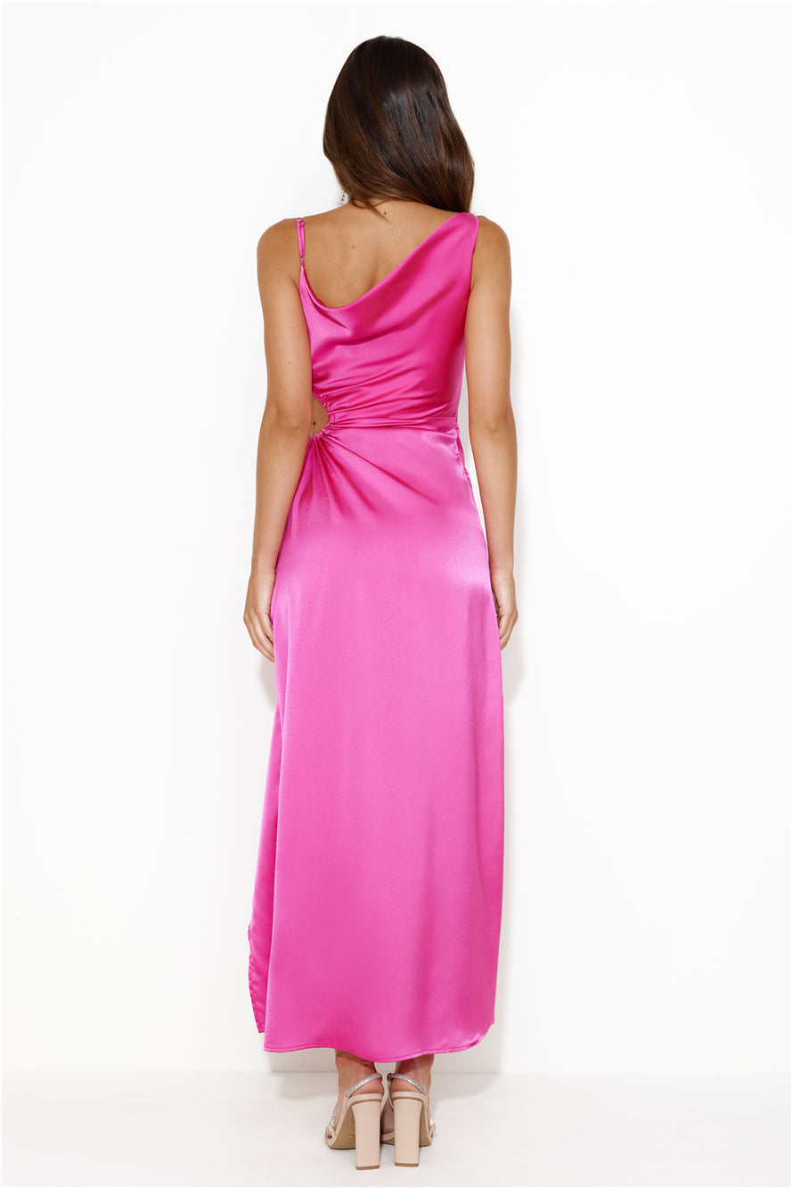 The One I Want Satin Maxi Dress Pink
