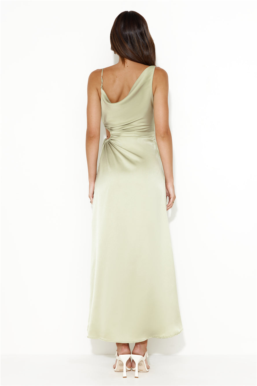 The One I Want Satin Maxi Dress Lime
