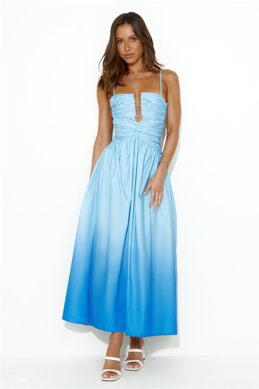 Dipped In Fun Midi Dress Blue
