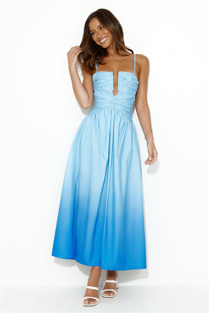 Dipped In Fun Midi Dress Blue