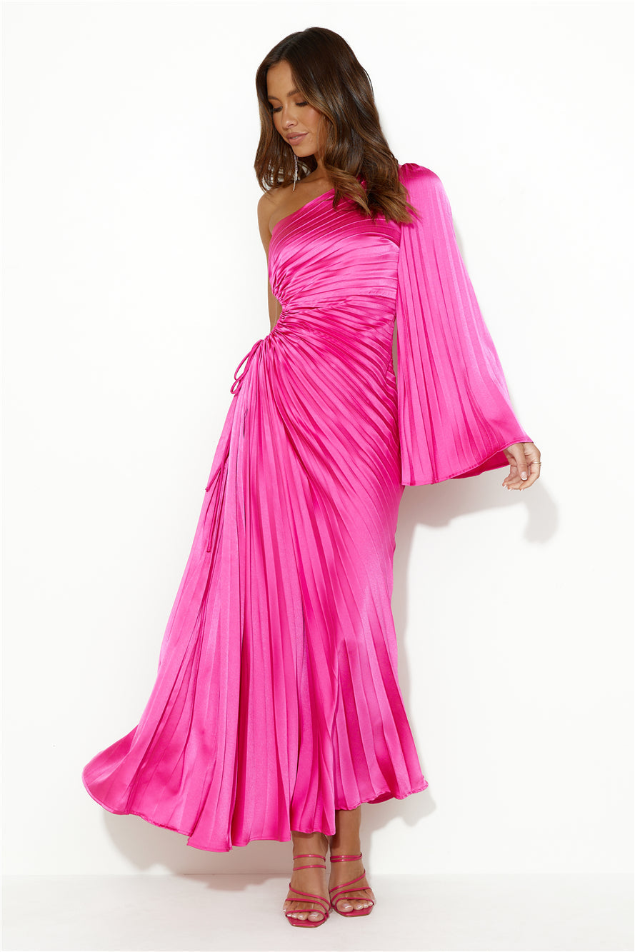 Land Of Beauty One Shoulder Maxi Dress Pink