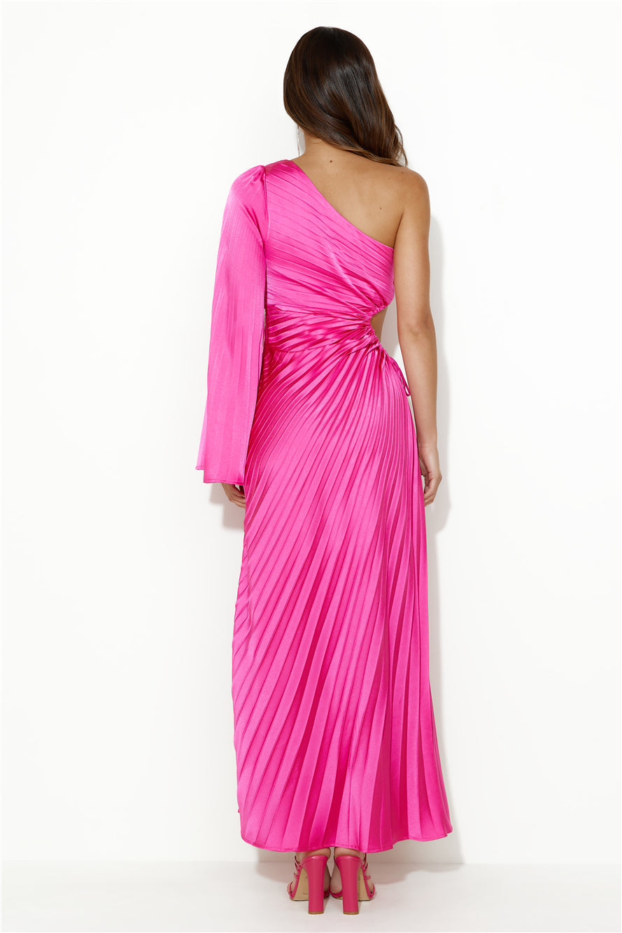 Land Of Beauty One Shoulder Maxi Dress Pink