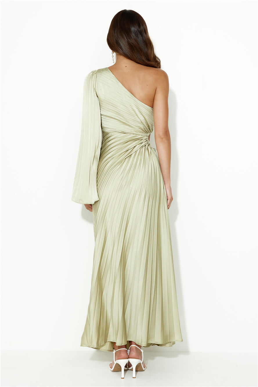 Land Of Beauty One Shoulder Maxi Dress Lime