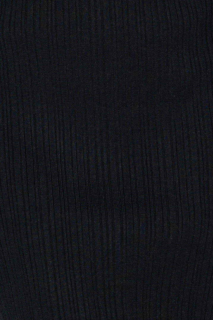 Cold Yet Stylish Long Sleeve Ribbed Midi Dress Black