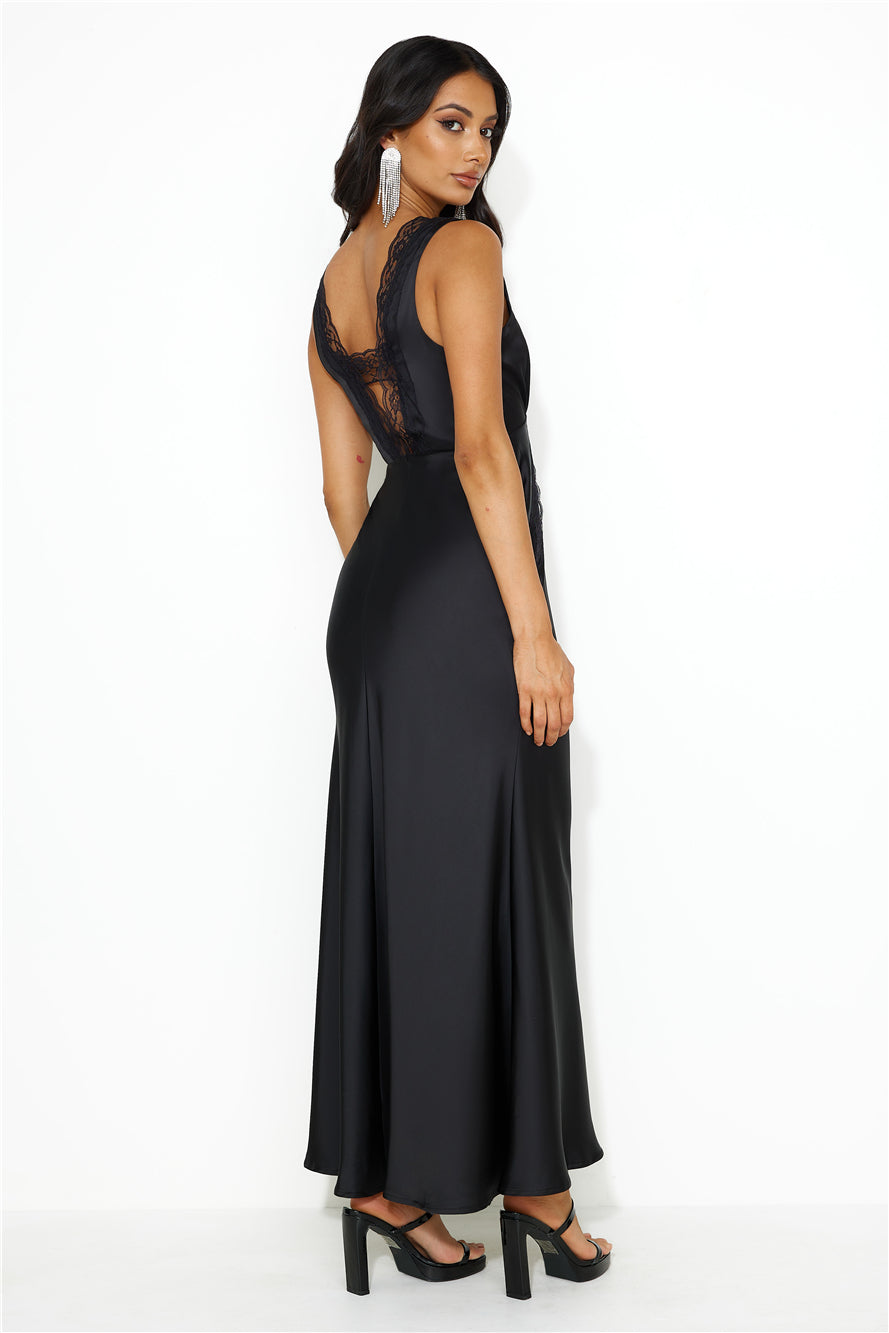 Juicy Stories Satin Maxi Dress Black