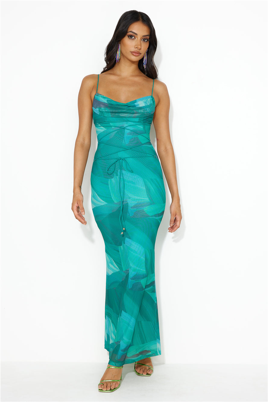 Ocean Dive Mesh Maxi Dress Blue
