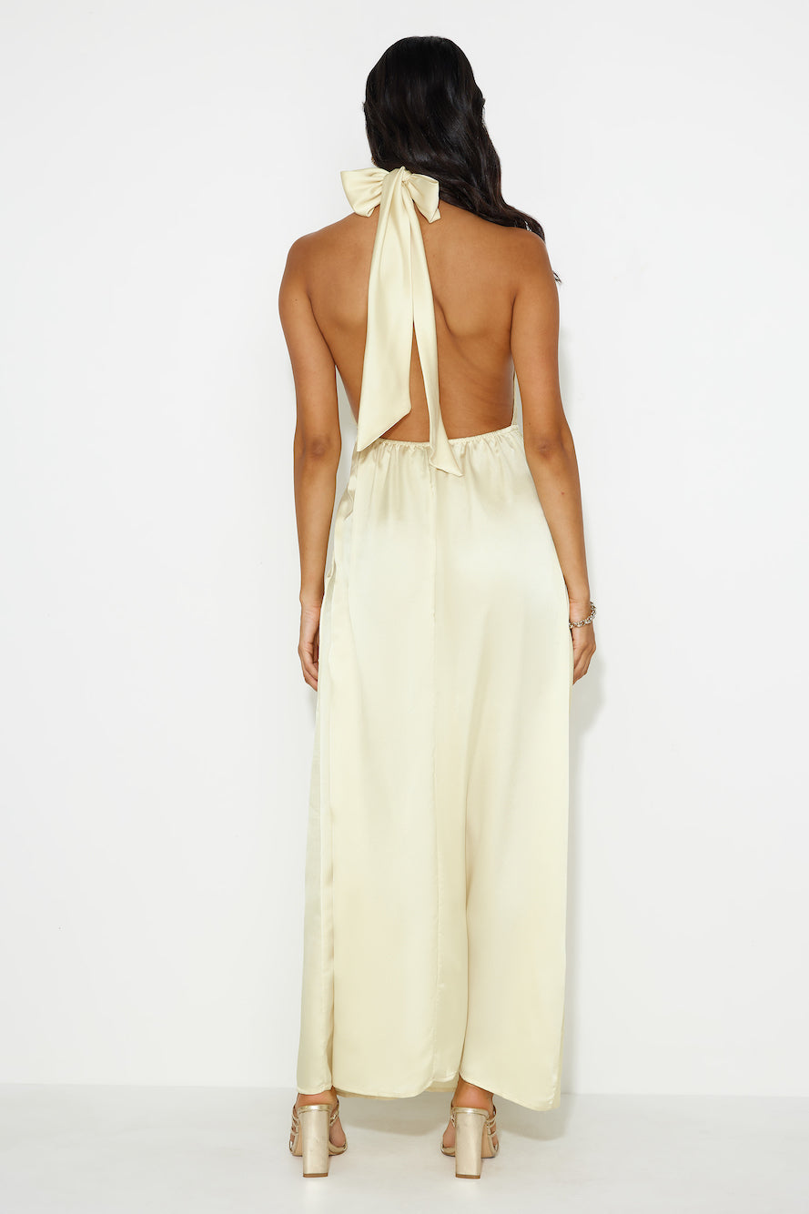 Exciting Event Satin Maxi Dress Yellow