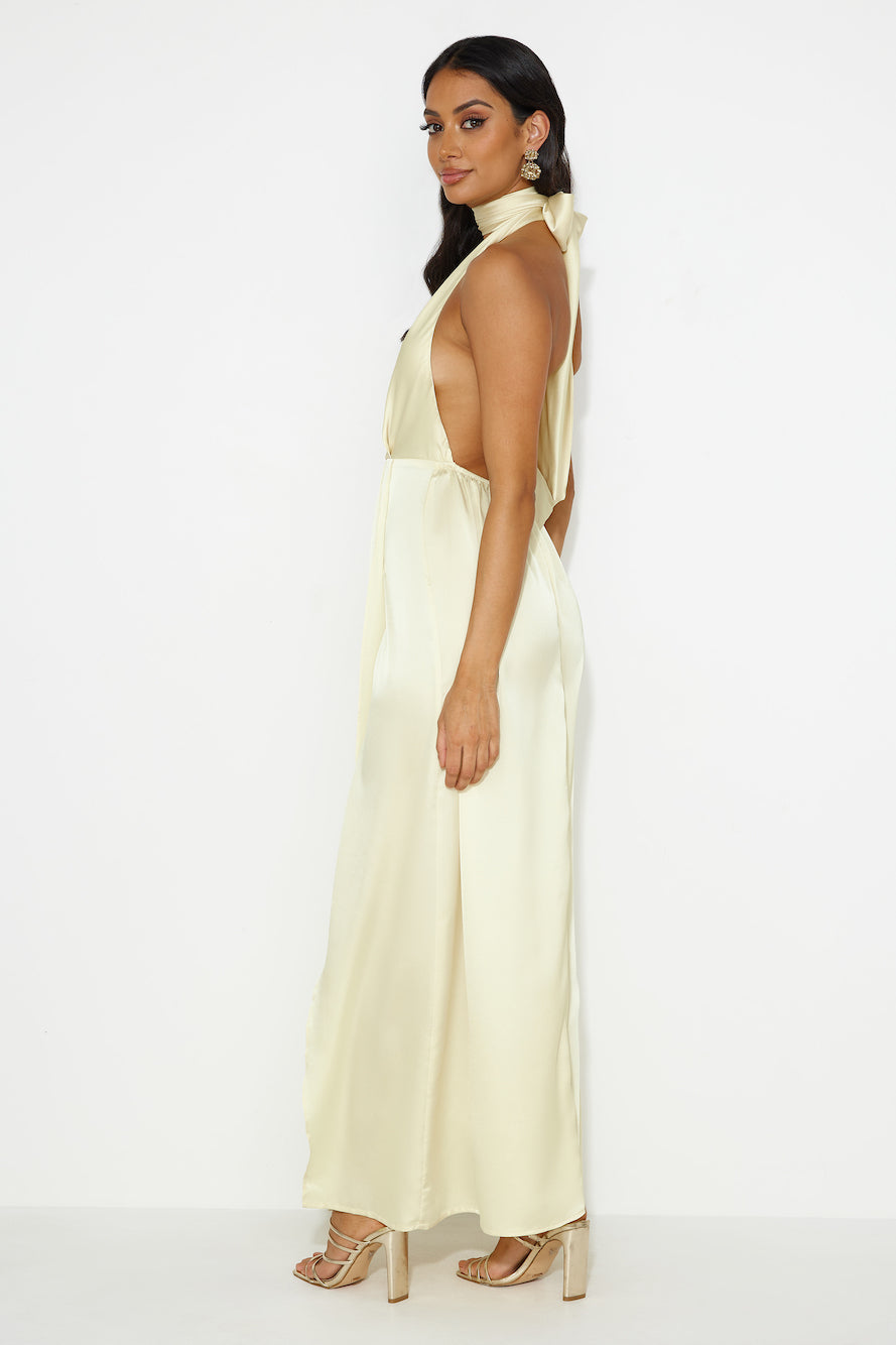 Exciting Event Satin Maxi Dress Yellow
