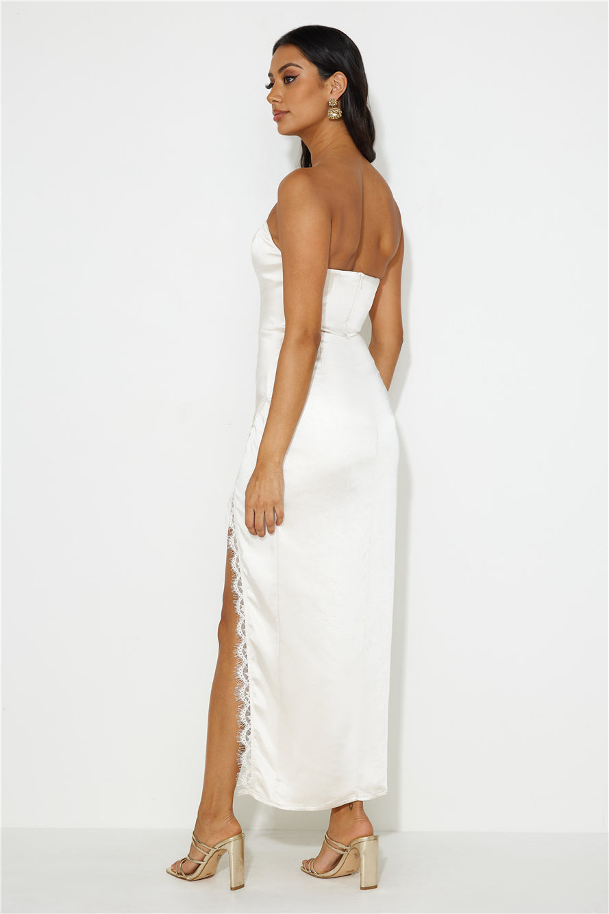 Love To Be Seen Satin Maxi Dress Cream