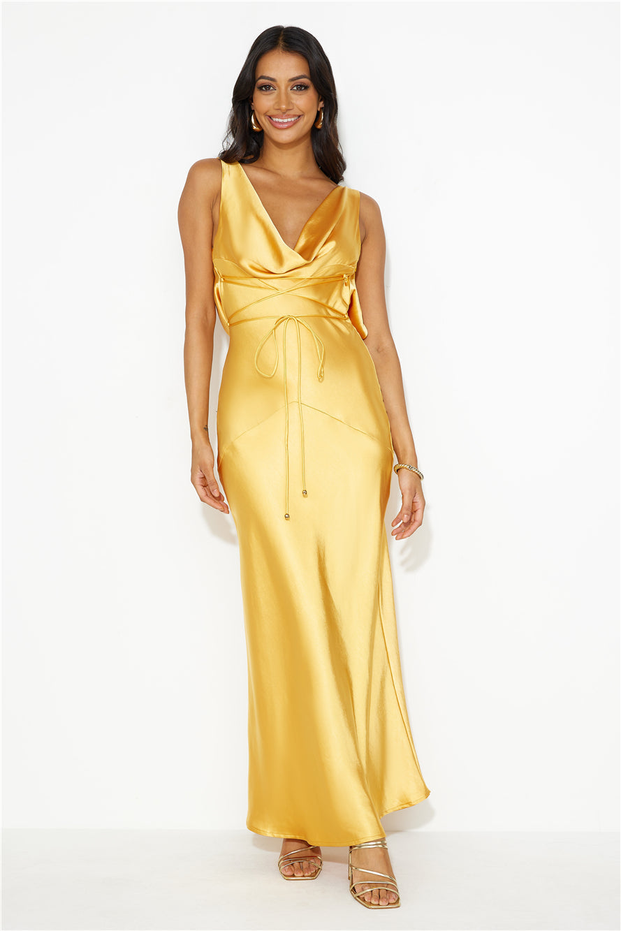 Designer 'Fit Cowl Neck Satin Maxi Dress Orange