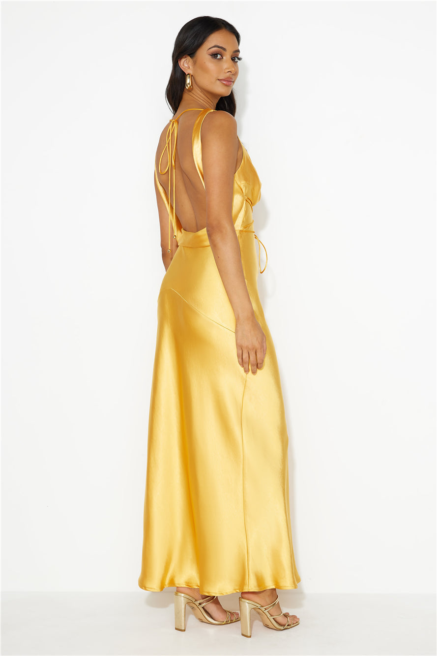 Designer 'Fit Cowl Neck Satin Maxi Dress Orange