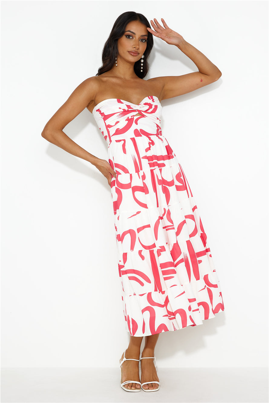 Desires Of You Strapless Midi Dress Pink