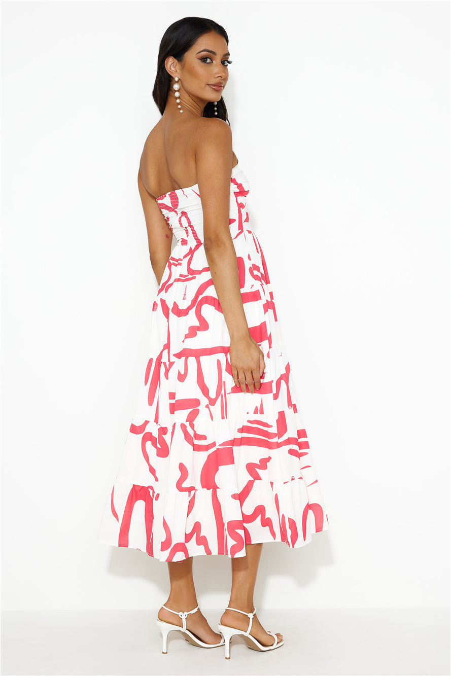 Desires Of You Strapless Midi Dress Pink