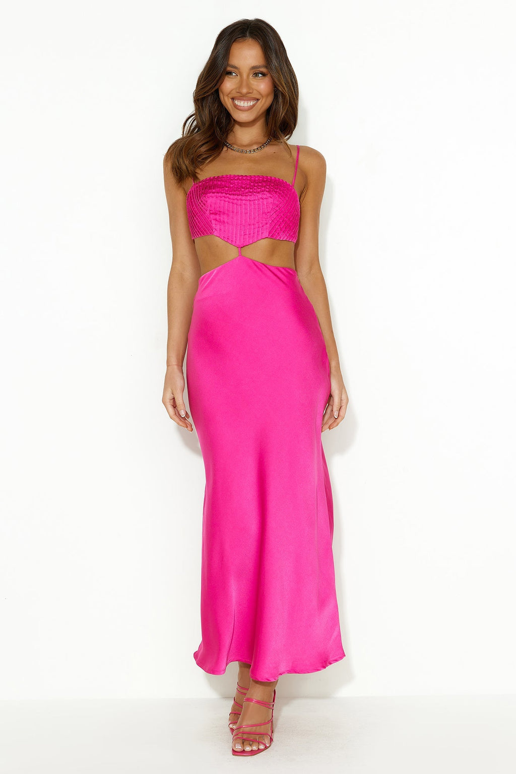 Decision Made Satin Midi Dress Pink