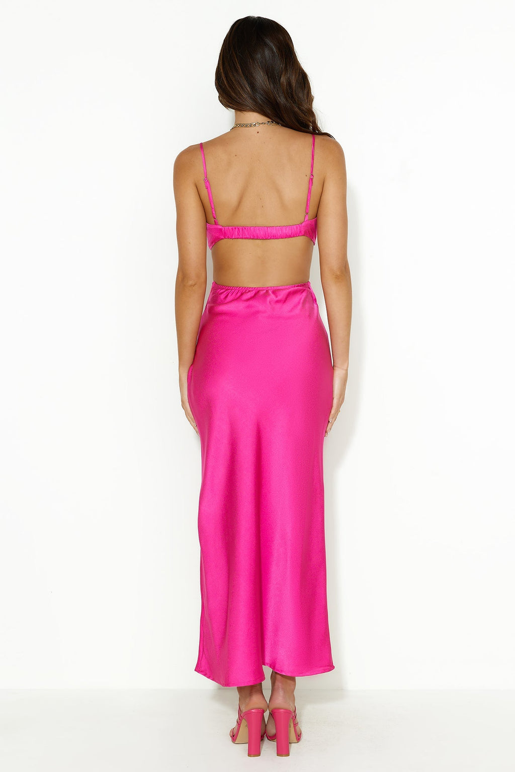 Decision Made Satin Midi Dress Pink