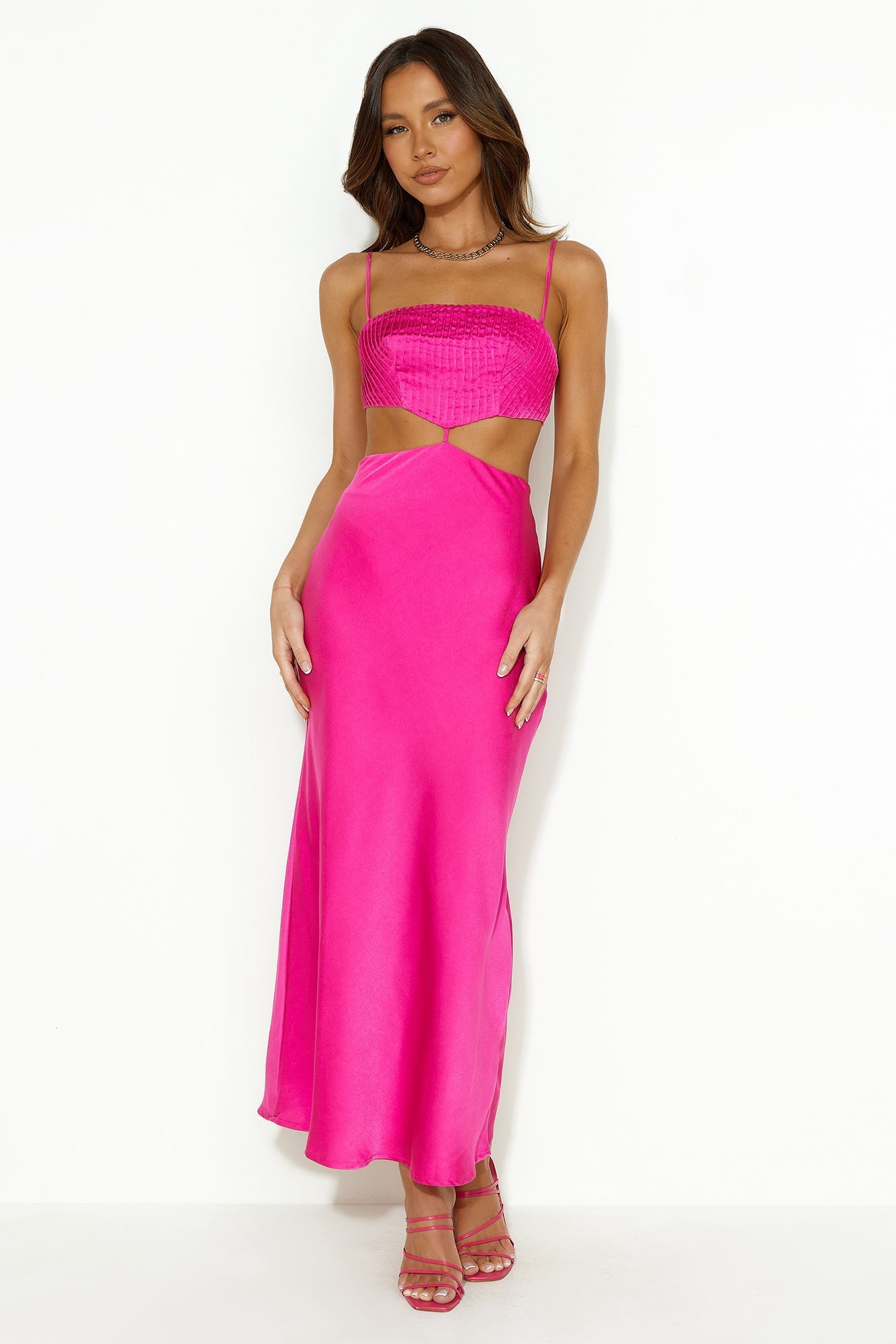 Decision Made Satin Midi Dress Pink