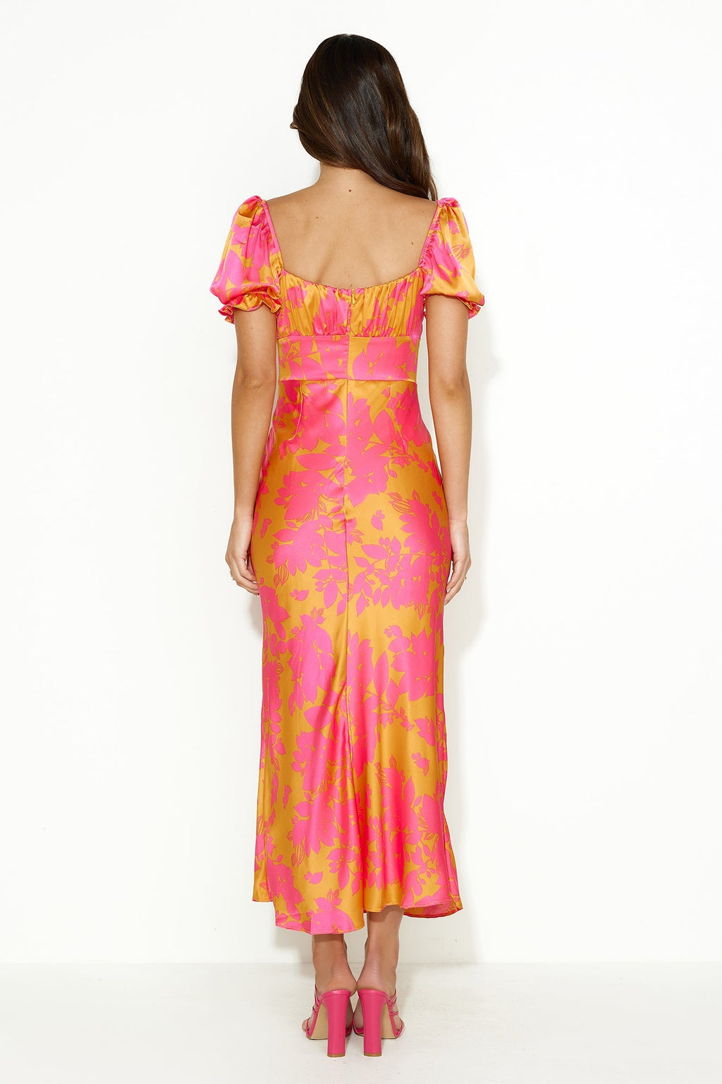 Passion In Friends Satin Maxi Dress Orange