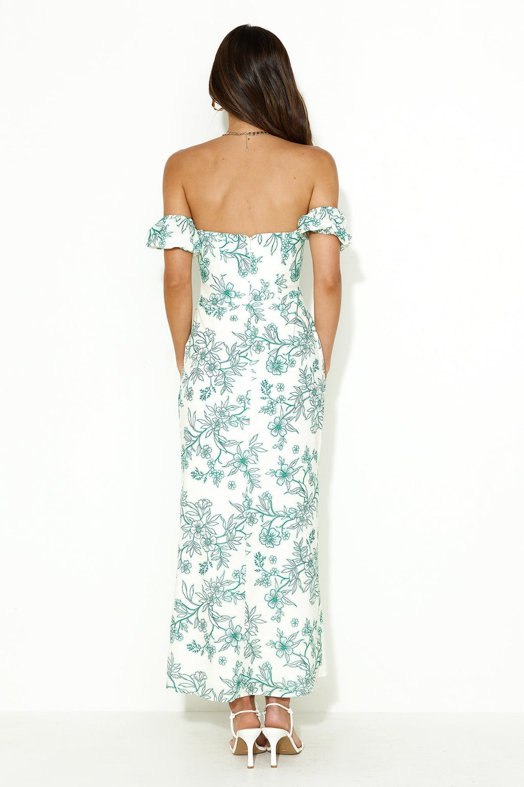 Chase Your Goals Off Shoulder Midi Dress Green