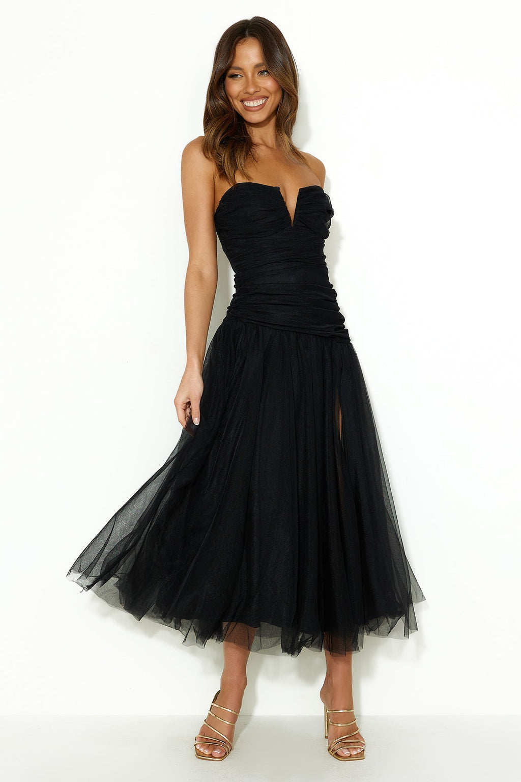 Under Stars Tulle Maxi Dress Black