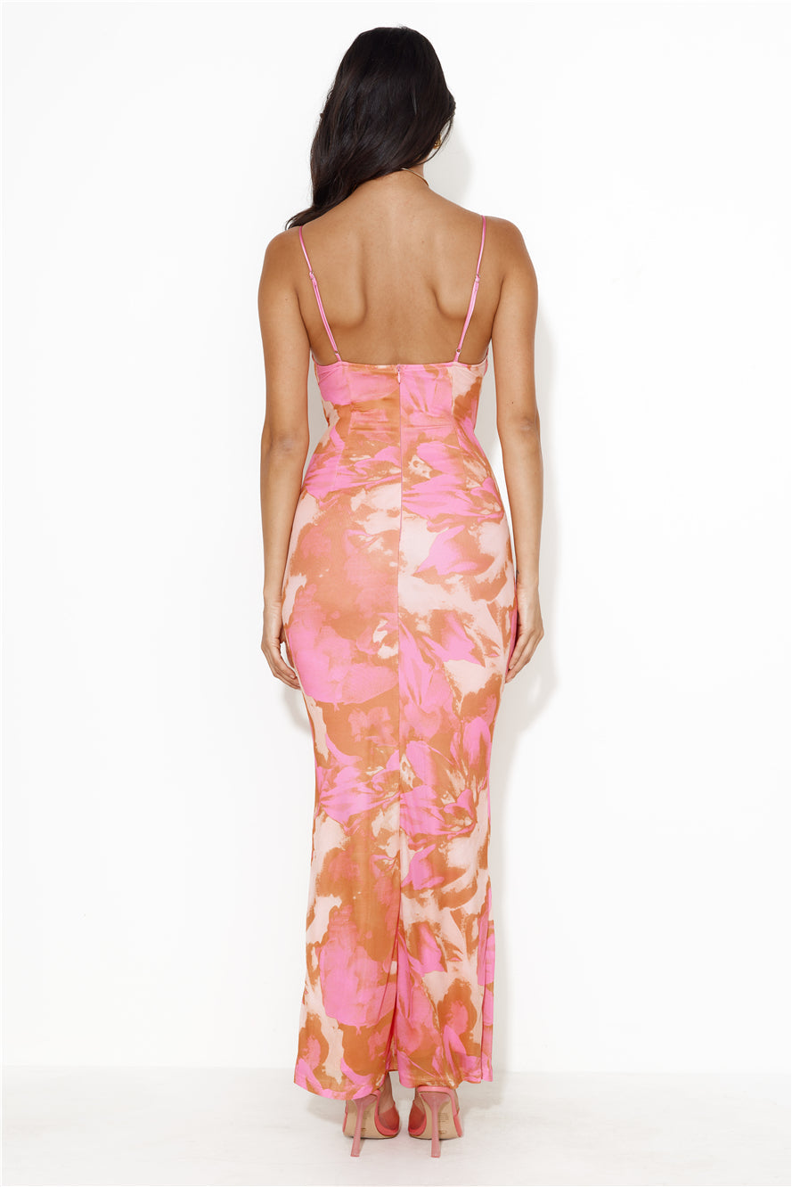 Ocean Dive Mesh Maxi Dress Pink