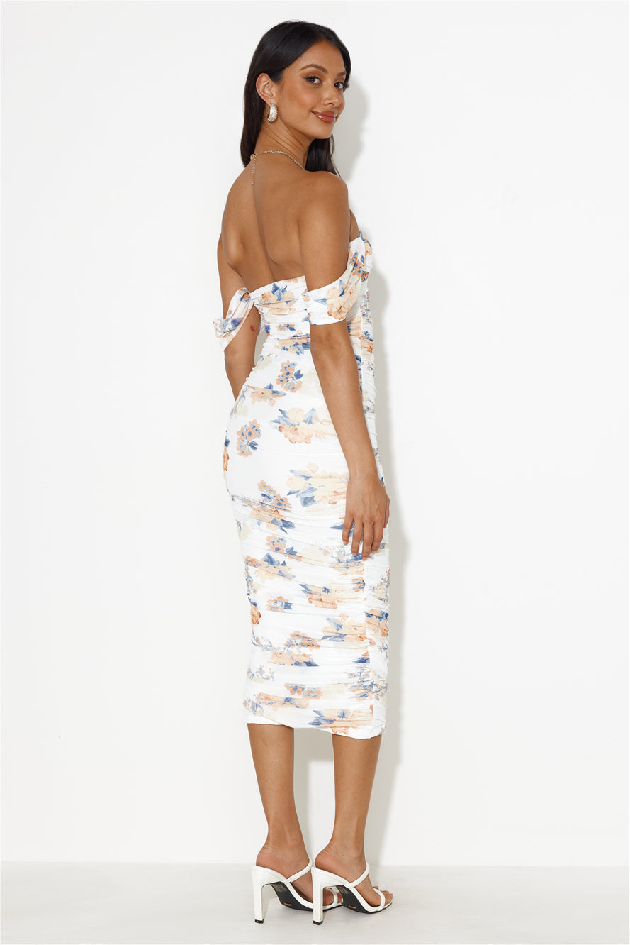 Elevating Fit Mesh Midi Dress White