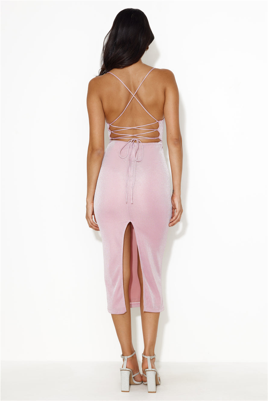 Be Your Example Glitter Midi Dress Pink