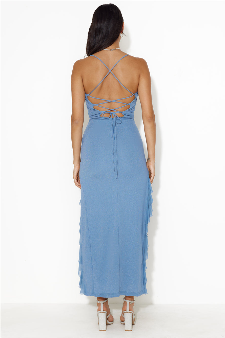 Fabulous Glitter Maxi Dress Blue