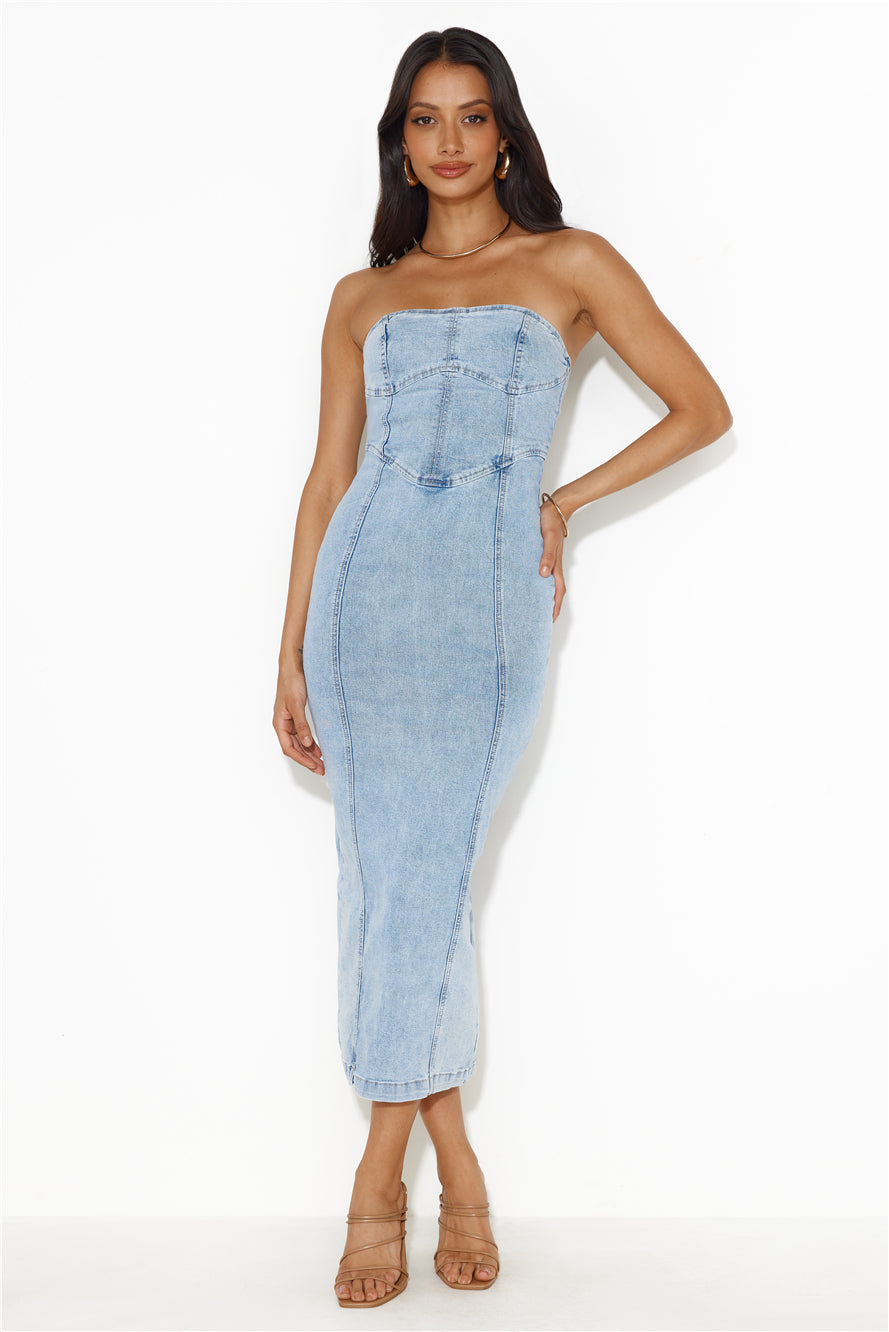 Denim On Denim Strapless Maxi Dress Denim