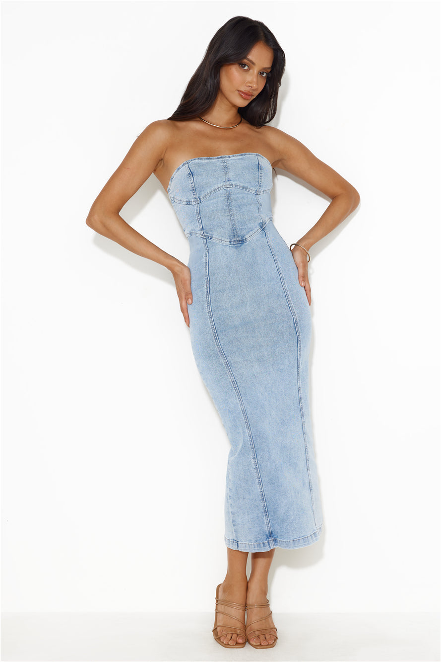 Denim On Denim Strapless Maxi Dress Denim