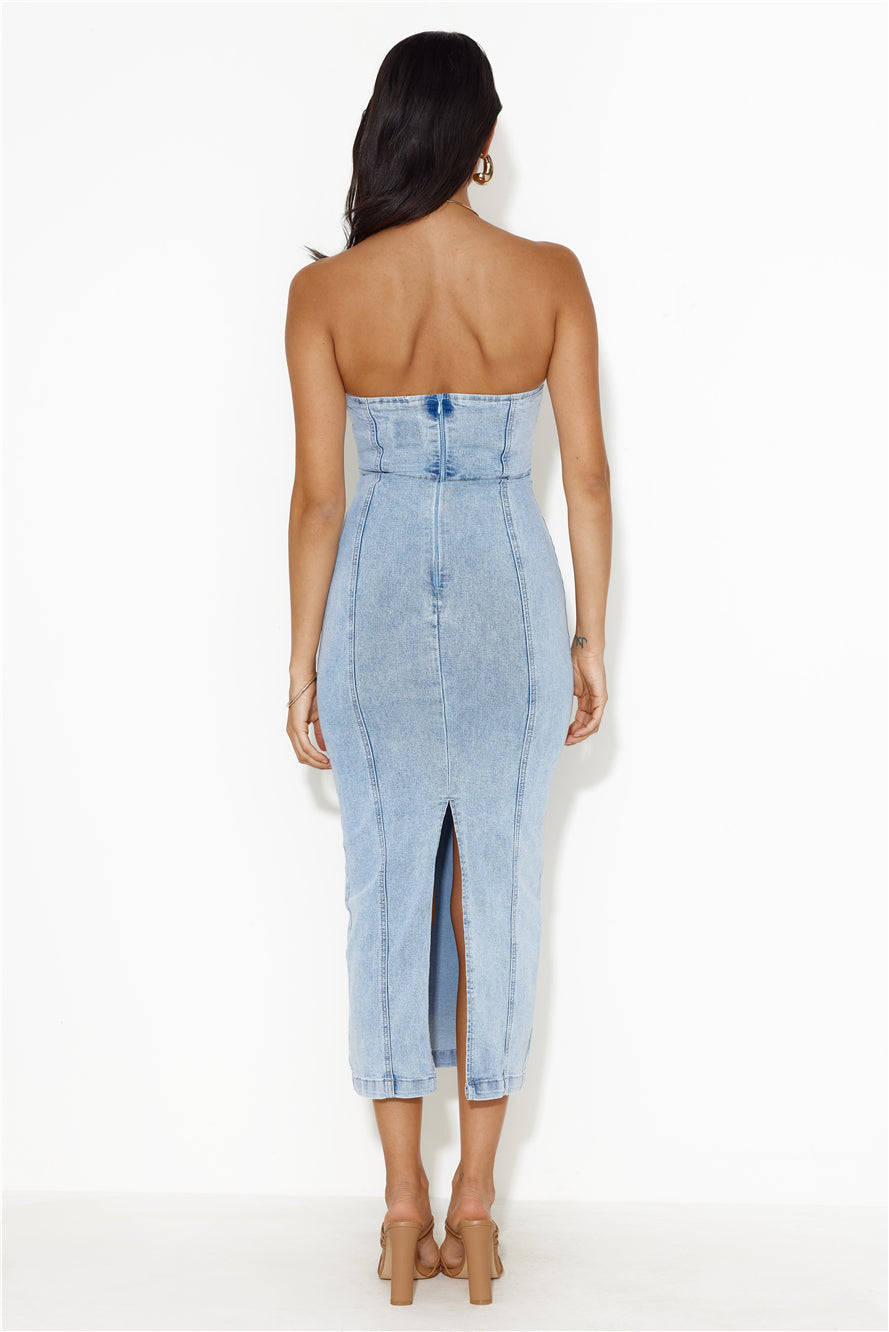 Denim On Denim Strapless Maxi Dress Denim