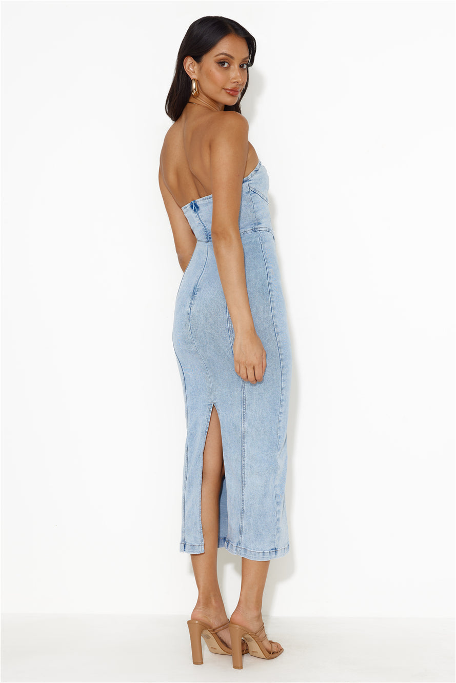 Denim On Denim Strapless Maxi Dress Denim