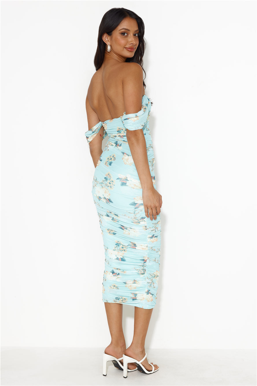 Elevating Fit Mesh Midi Dress Blue