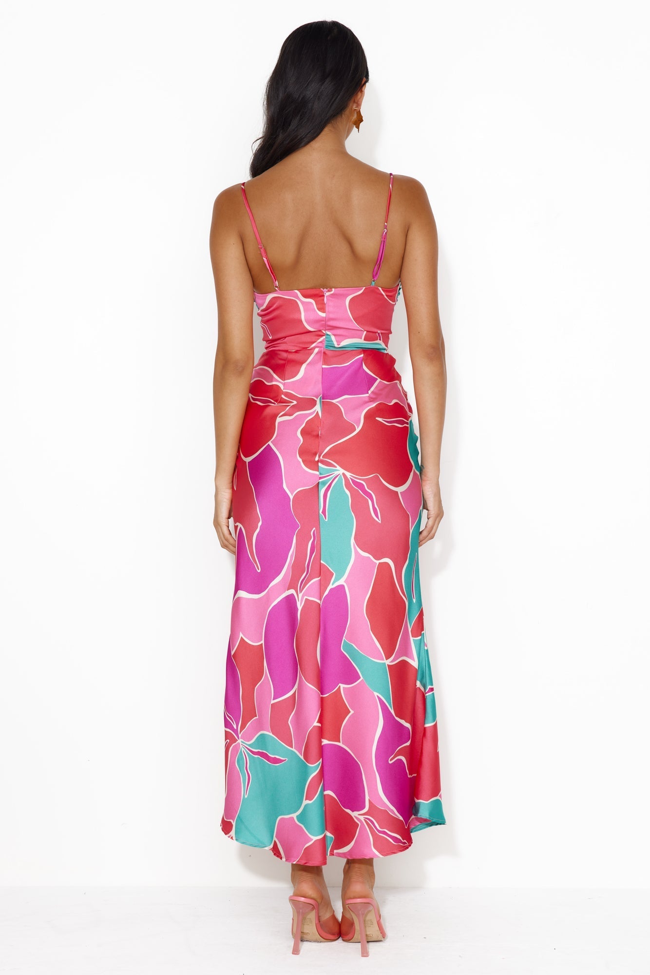 Patch Up Satin Maxi Dress Pink