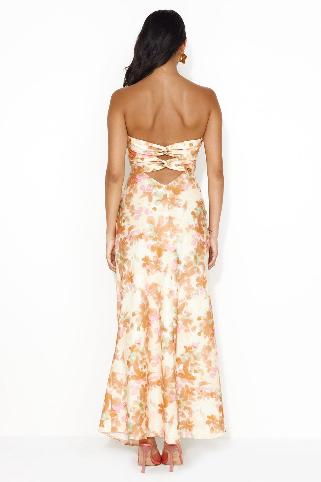 Girl Into Fashion Strapless Satin Maxi Dress Yellow