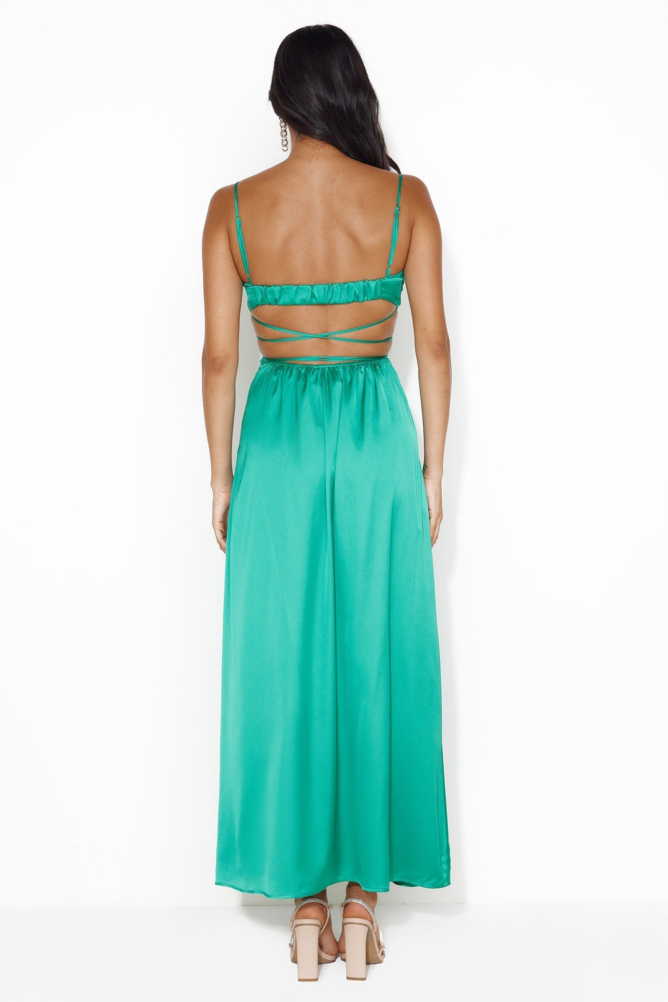 Nights In LA Satin Maxi Dress Green