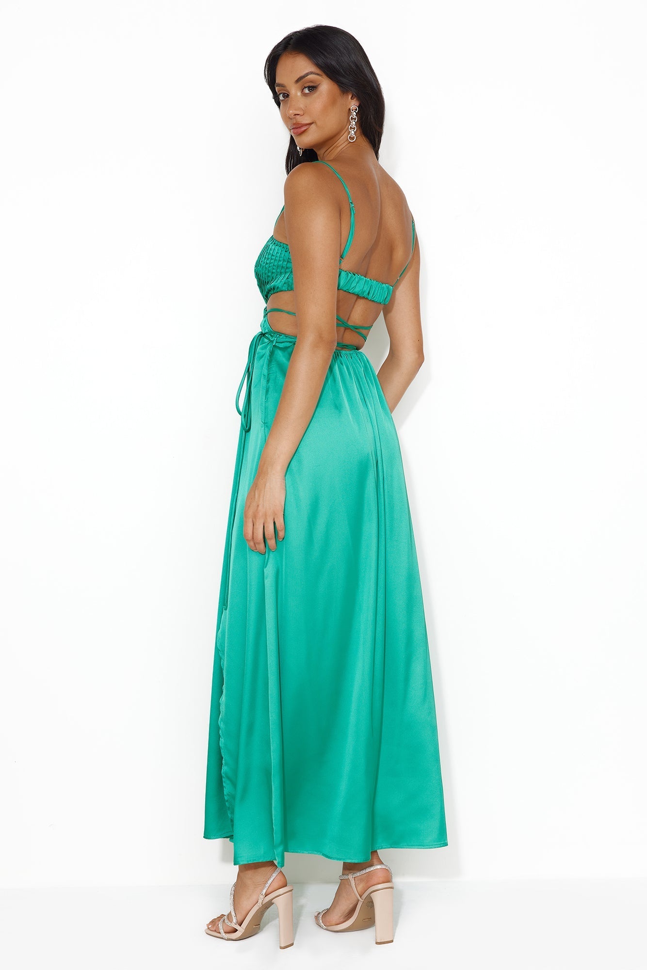 Nights In LA Satin Maxi Dress Green