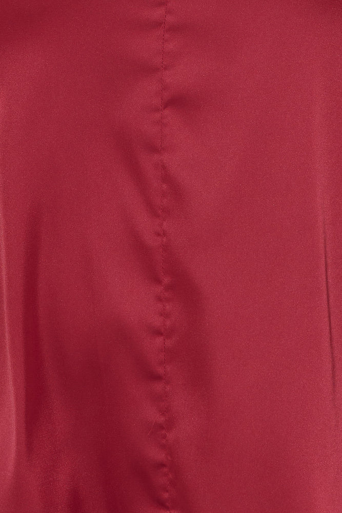 Extra Special One Shoulder Satin Maxi Dress Wine