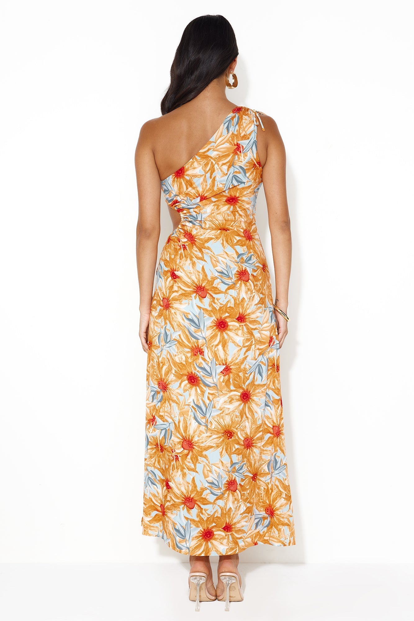 Ticket Anywhere One Shoulder Maxi Dress Orange