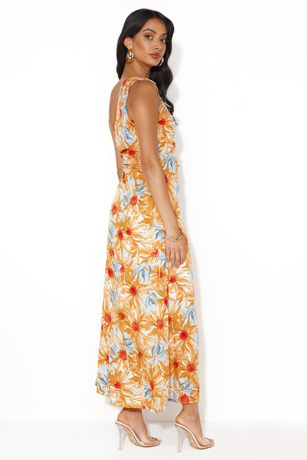 Ticket Anywhere One Shoulder Maxi Dress Orange
