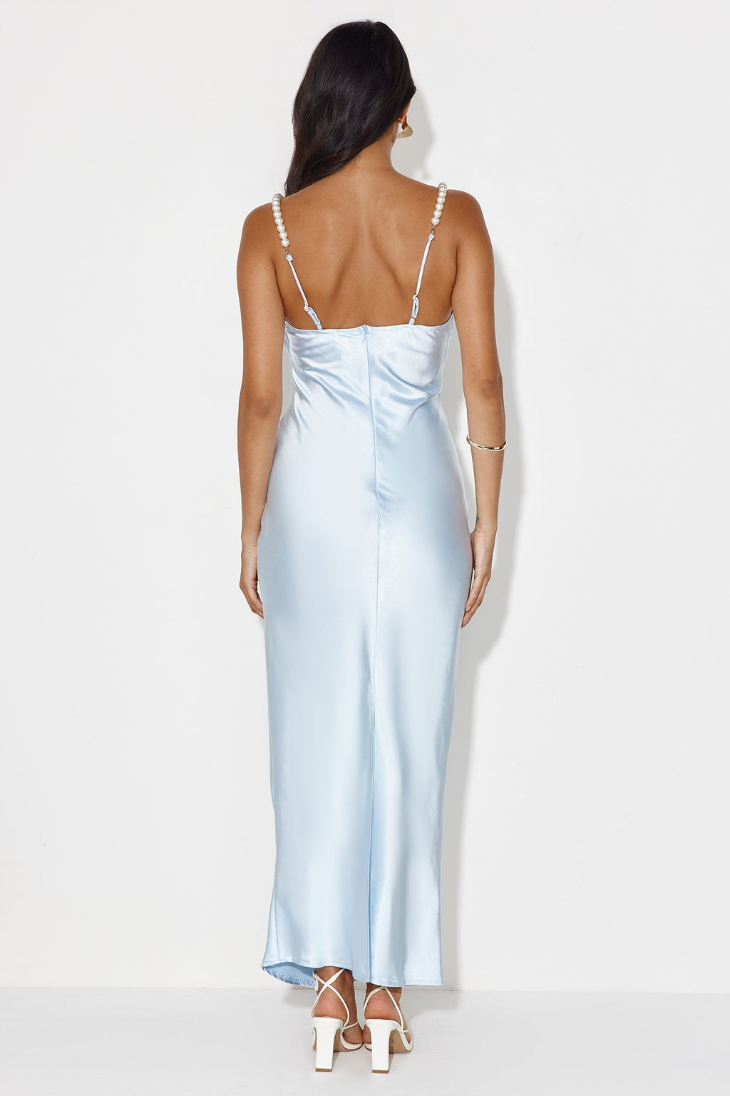Mermaid Dreams Satin Maxi Dress Light Blue