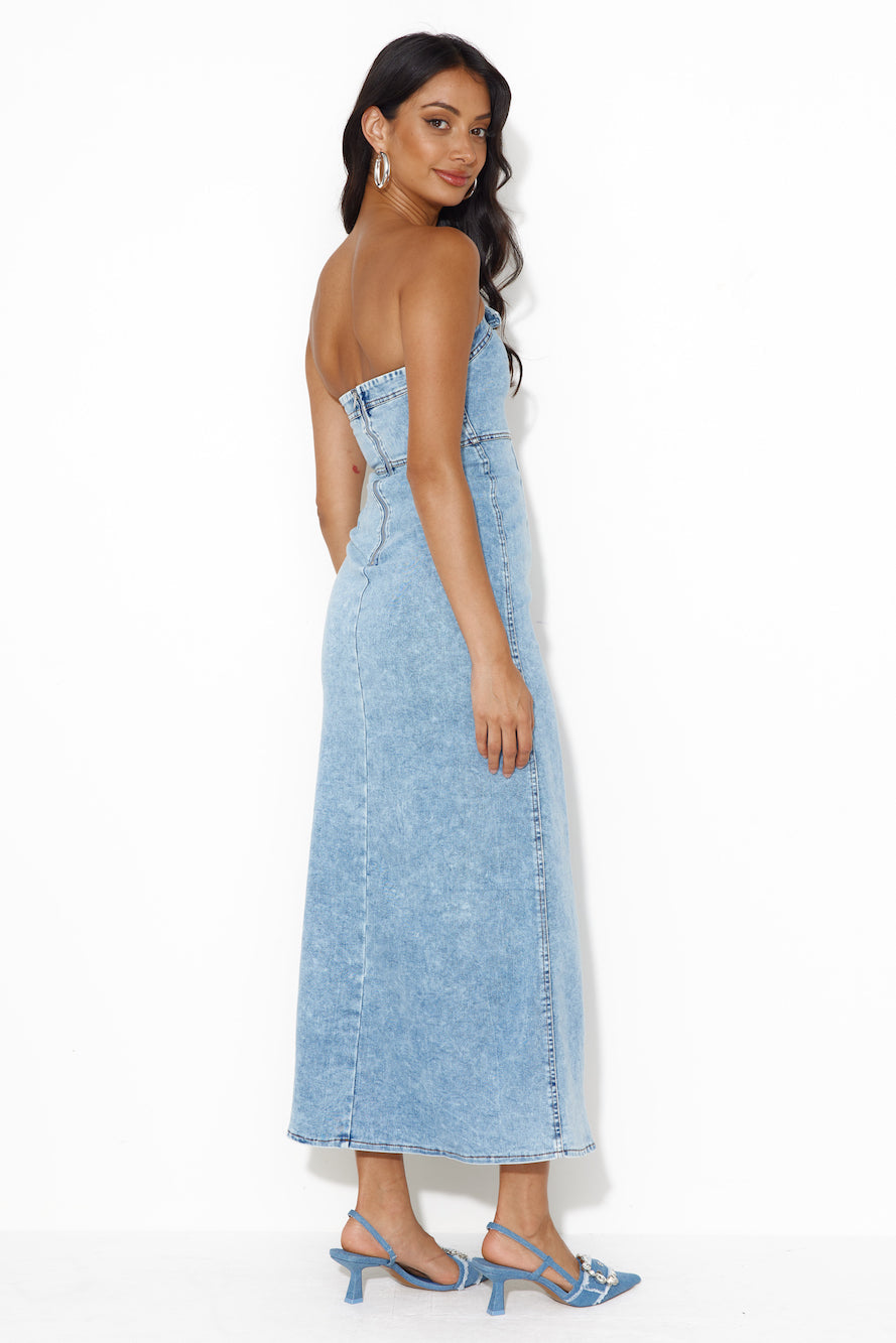 Choice Is Yours Strapless Maxi Dress Denim