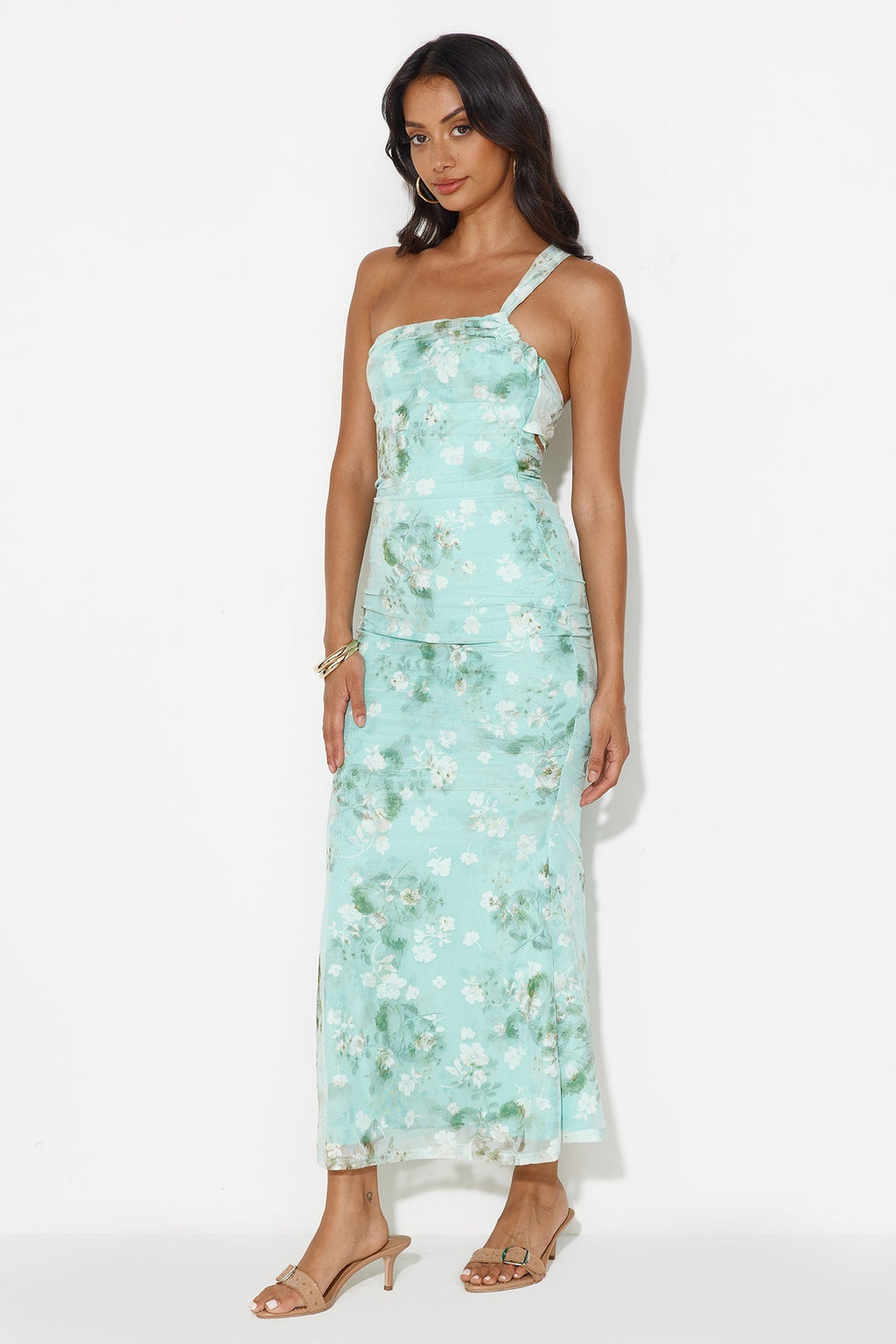 Lilly Grove One Shoulder Maxi Dress Green