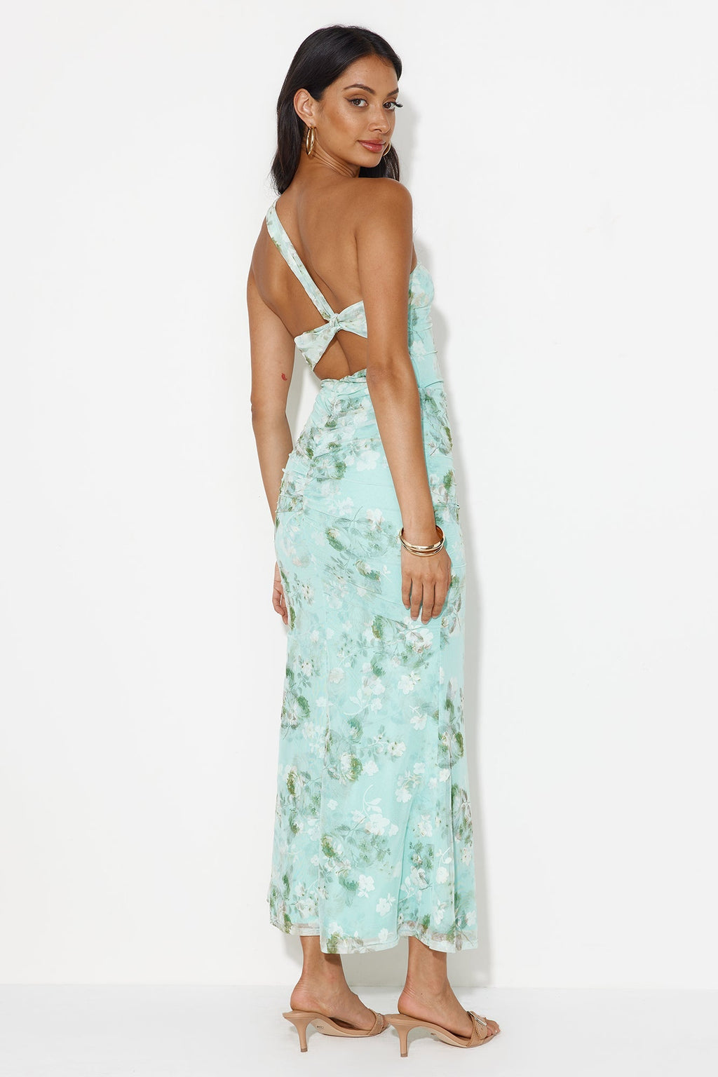 Lilly Grove One Shoulder Maxi Dress Green