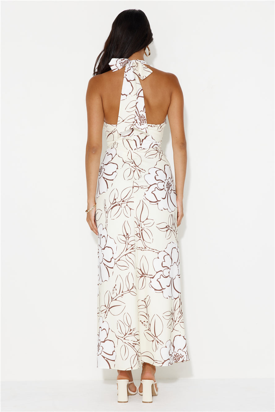 Oasis Hour Halter Maxi Dress Beige