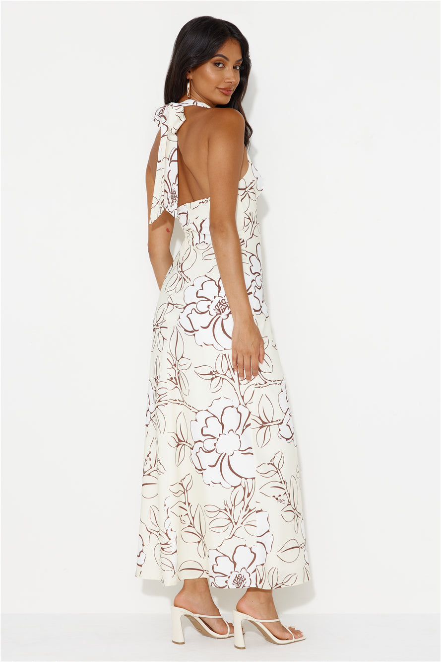 Oasis Hour Halter Maxi Dress Beige