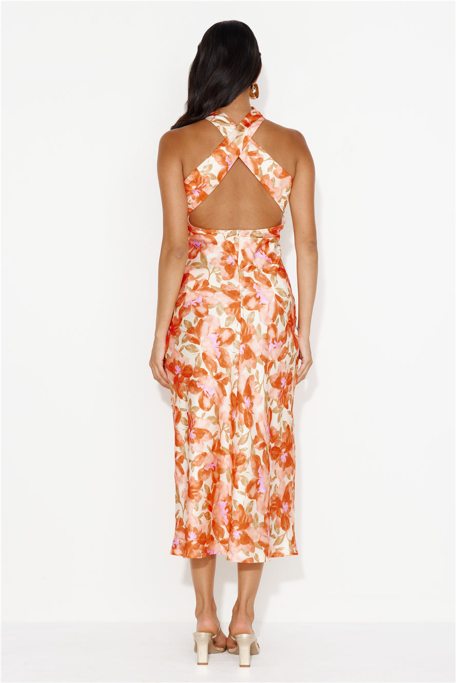 Fifi Satin Maxi Dress Orange
