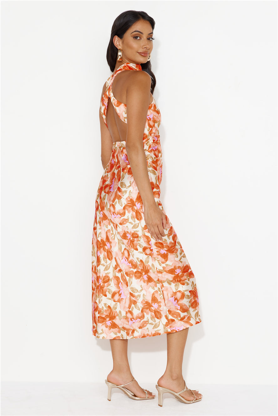 Fifi Satin Maxi Dress Orange